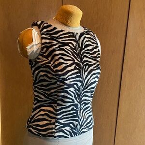 Vintage 90s Karen Kane zebra animal print tank top sleeveless blouse camisole S